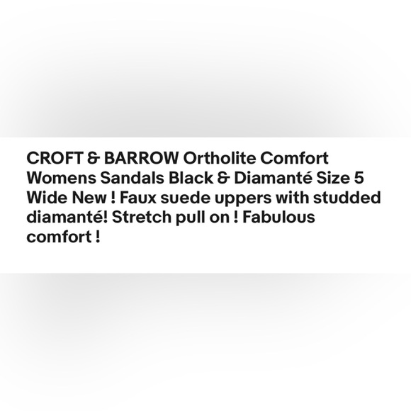 CROFT & BARROW Ortholite Comfort Womens Sandals Black & Diamanté Size 5 Wide New - Picture 11 of 11